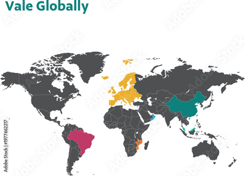 A vector illustration of a global atlas map featuring the earth's continents from Europe to Australia on a globe design for business geography travel Vale Golbally.
