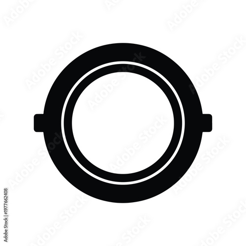 Ship porthole window silhouette black flat vector icon