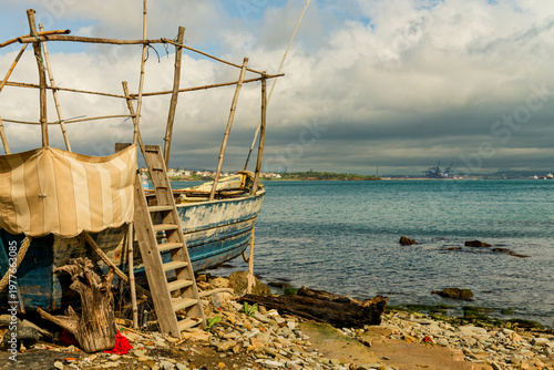 Small fishing boat at the old whaling station in Algeciras, Cadiz, Spain.