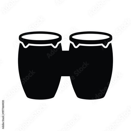 Musical bongo drums silhouette black flat vector icon