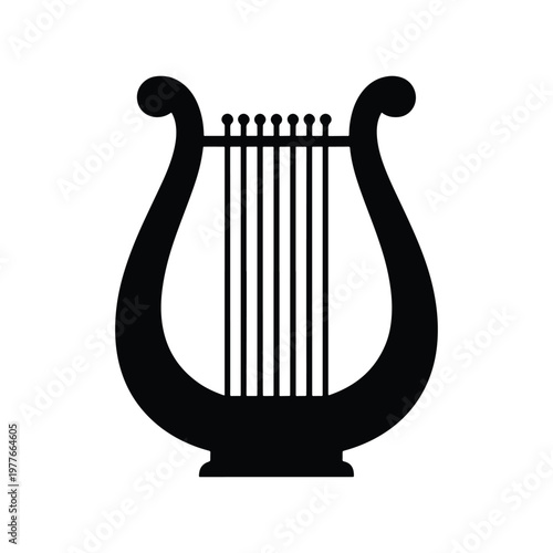 Ancient lyre silhouette black classical musical instrument icon