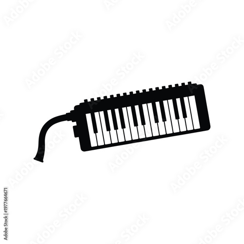 Musical melodica instrument silhouette isolated on white background