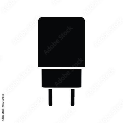 Phone charger wall adapter silhouette isolated on white