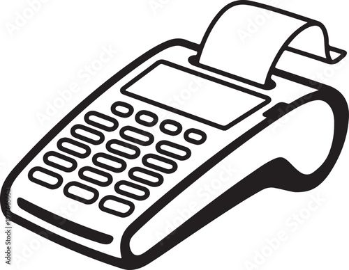 Modern Point of Sale Terminal Printing Receipt After Successful Customer Transaction