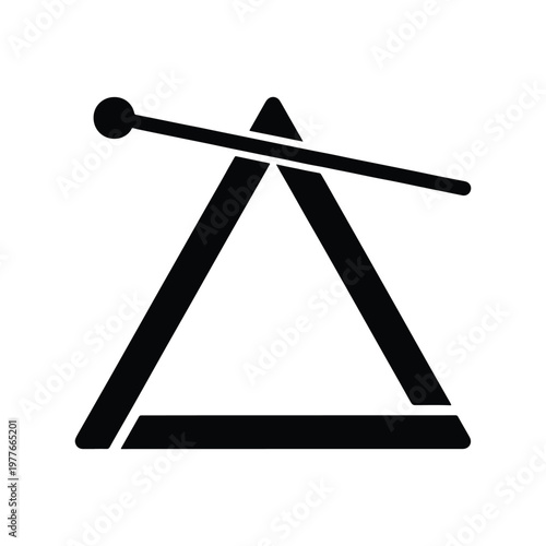 Musical triangle instrument silhouette isolated on white background