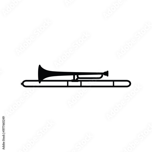 Classical trombone silhouette black musical instrument icon