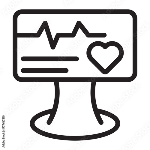ECG monitor line icon