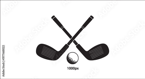Crossed golf clubs with ball vector logo design for country clubs championships and sports equipment retail branding projects isolated on transparent background for easy use web.