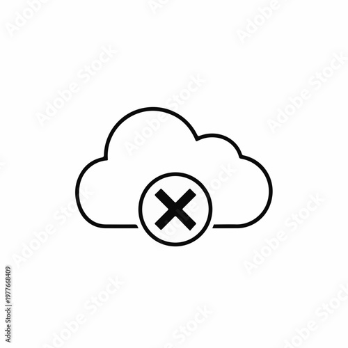 Cloud Icon with Error Symbol for Interface Design, Digital Applications, User Experience, Website Development, and Mobile App Design