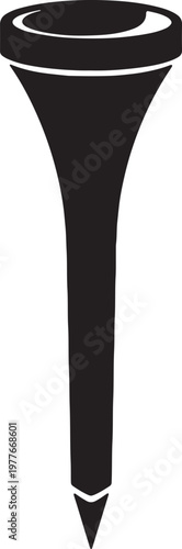 Golf tee silhouette icon for sports equipment design vector illustration isolated on transparent background professional gear accessory used for driving ball on fairway course tee.