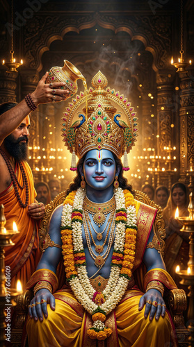 Shree Ram Sitting gracefully In Divine Temple