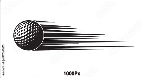 Flying golf ball with motion trail vector illustration isolated on transparent background perfect for sports tournaments championship logos and active lifestyle design projects.