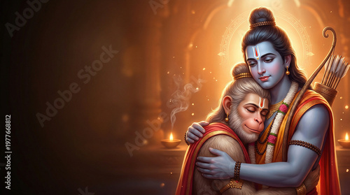 Shree Ram hugs Hanuman Ji 