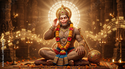 Hanuman Listening to Soulful voice of God Rama 