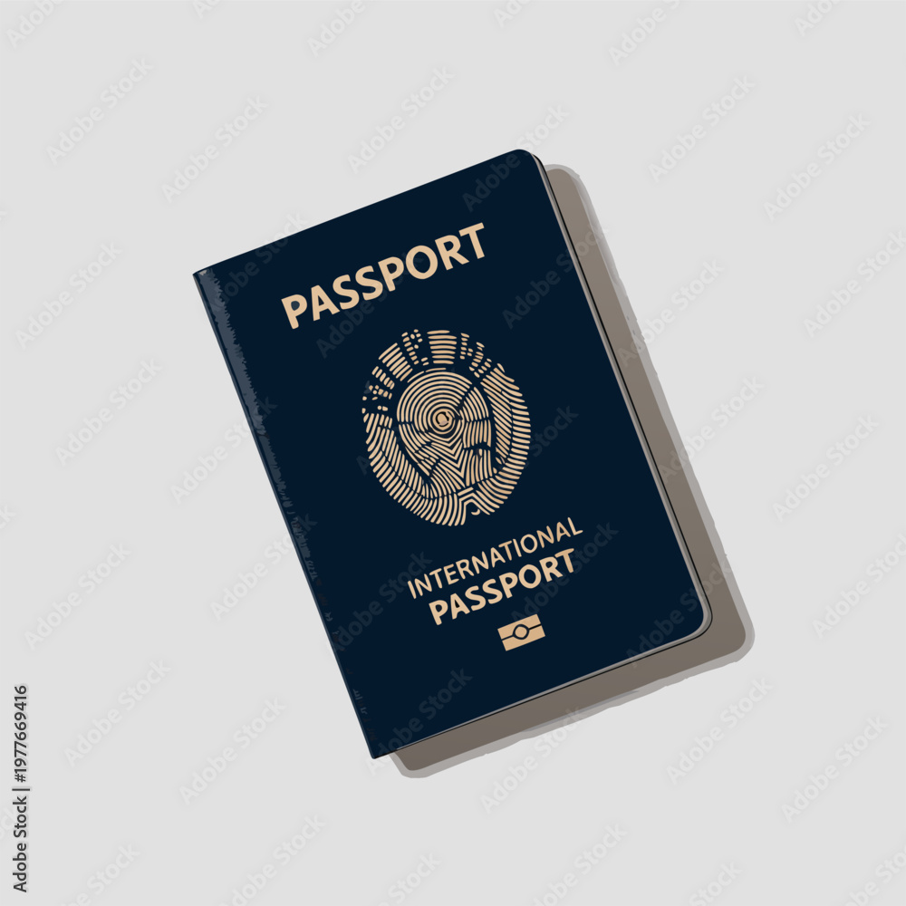 Naklejka premium International Passport Isolated On A Light Grey Background
