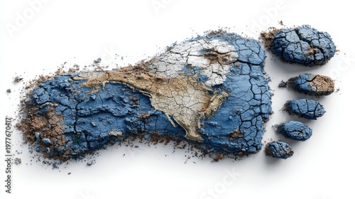 Footprint on Earth showing the impact of human activity on the planet