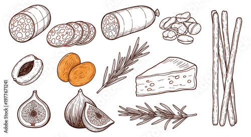 Charcuterie Board Ingredients Sketch