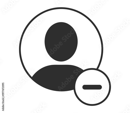 User profile icon with minus sign for removal, modern line and flat style icon representing user deletion, account removal, and access management and web design, vector illustration.