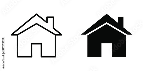 Fotografia Comparison of outline and filled house icons with chimneys