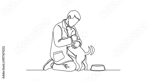 Man sitting with a dog.