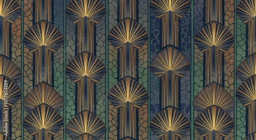 Art deco pattern with gold accents.
