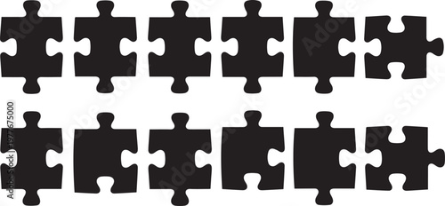 Puzzle pieces on transparent background.