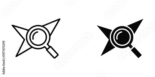 Contrasting magnifying glasses examining a star-shaped symbol with varying fill styles
