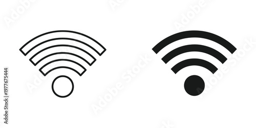 Comparison of two different wifi signal strength indicators with varying bar thickness and dot fill
