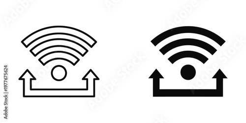 Comparison of active and inactive wireless signal indicators with bidirectional arrows