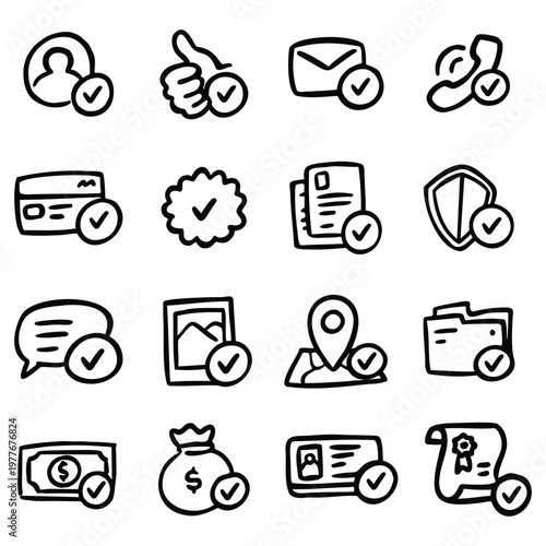 Hand drawn business and finance icons set a collection of essential symbols for modern commerce