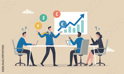 Forex, foreign economic speculation concept, businessman expert juggling money currency coins, dollar, euro, pound, japan yen and Korean won