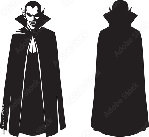 Vampire silhouette and detailed figure.