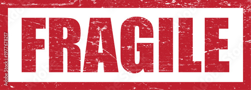 Vector art of red fragile handle with care sign