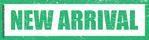 Vector art of green new arrival stamp with distressed texture