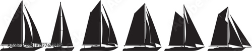 Silhouettes of sailing yachts.