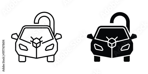 Secure and unsecure car representation with padlocks