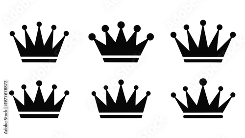 Crown, vector icon collection representing royalty, authority, and success, with elegant regal symbols, clean modern design