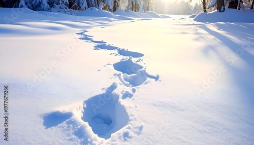 Footprints in fresh winter snow