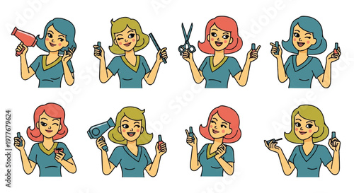 Stylist tools and women collection vector illustration