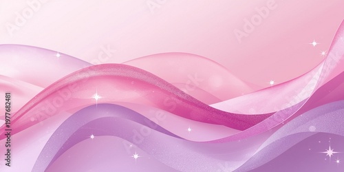 An abstract background featuring soft pink and purple waves with gradients and sparkles. Ideal for design and creative projects.