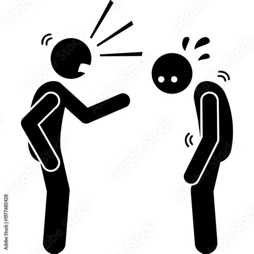 Conflict and Distress: A stark illustration captures a moment of intense confrontation, where an agitated figure confronts a person, vividly portraying emotional distress.