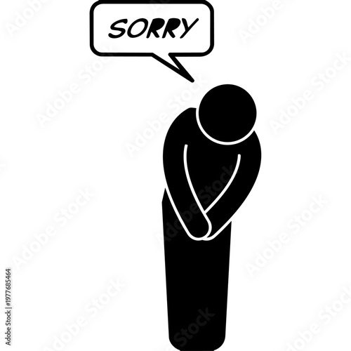 Feeling of Remorse: A minimalist illustration captures a moment of heartfelt apology, conveying sincerity and regret. 