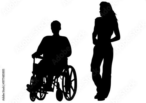 “Silhouette icon of a person using a wheelchair, bold solid shapes, modern accessible-design pictogram.”