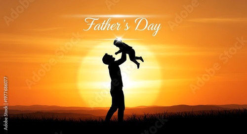 Father's day silhouette a tender moment of love and joy at sunset