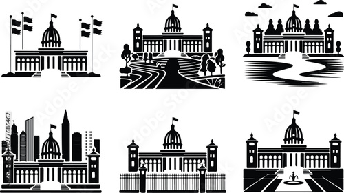 Parliament Silhouette Icon Government Building Outline Design