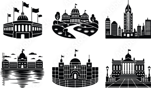 Parliament Silhouette Icon Government Building Outline Design
