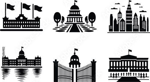 Parliament Silhouette Icon Government Building Outline Design