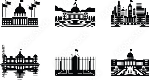 Parliament Silhouette Icon Government Building Outline Design