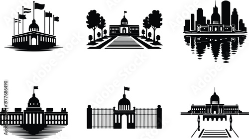Parliament Silhouette Icon Government Building Outline Design