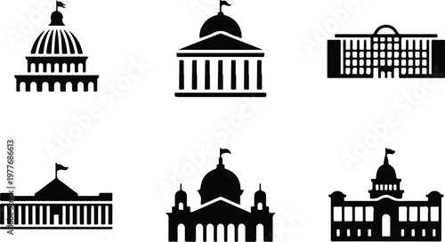 Parliament Silhouette Icon Government Building Outline Design
